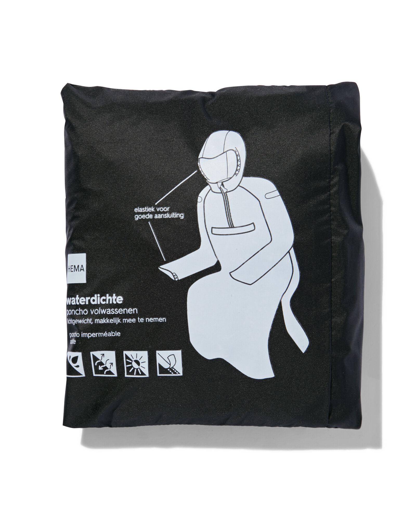 poncho de pluie l&eacute;ger adulte noir noir - 34440085BLACK - HEMA