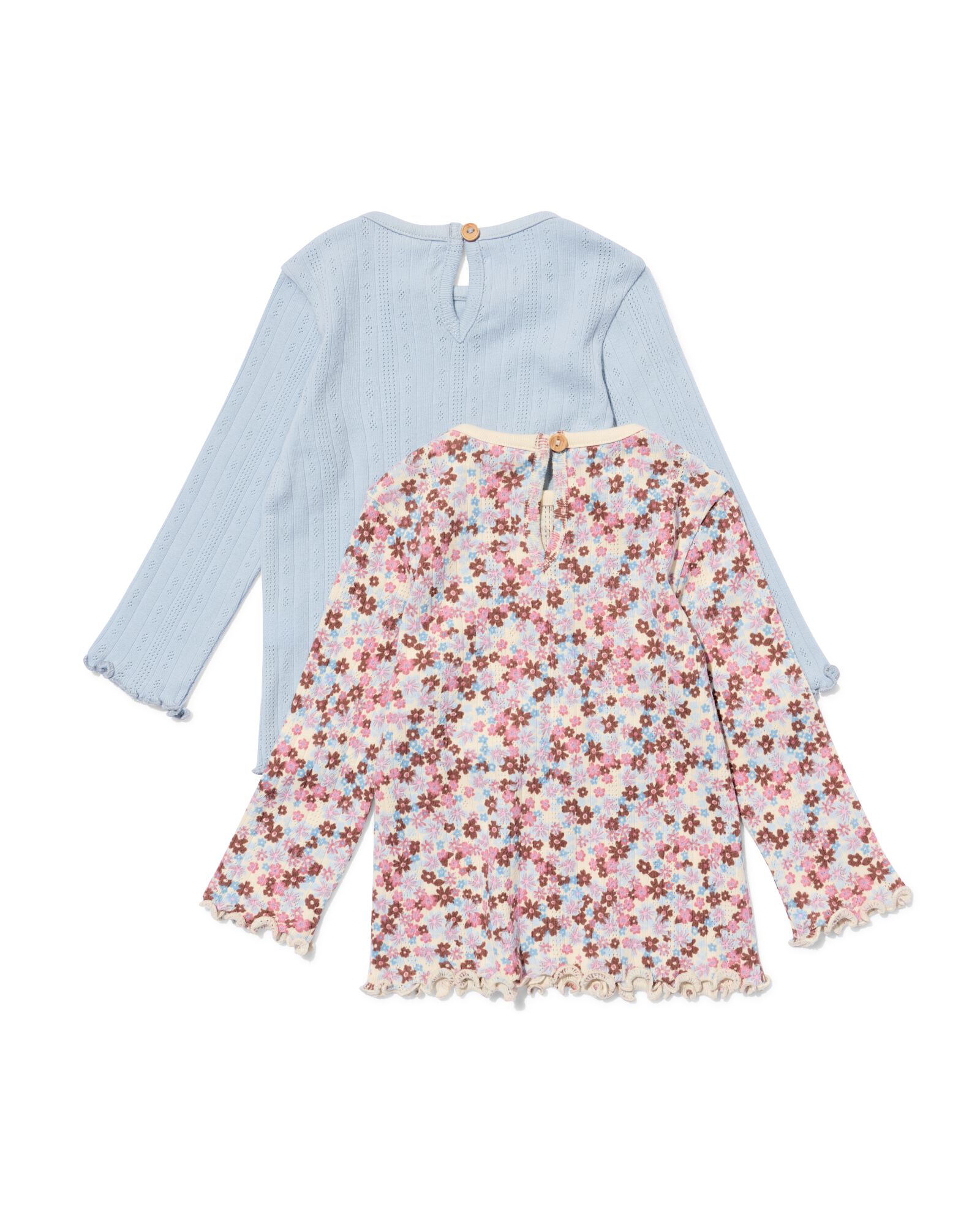 Baby-T-Shirts, Ajour, mit Blumen &ndash; 2 St&uuml;ck blau blau - 33016080BLUE - HEMA
