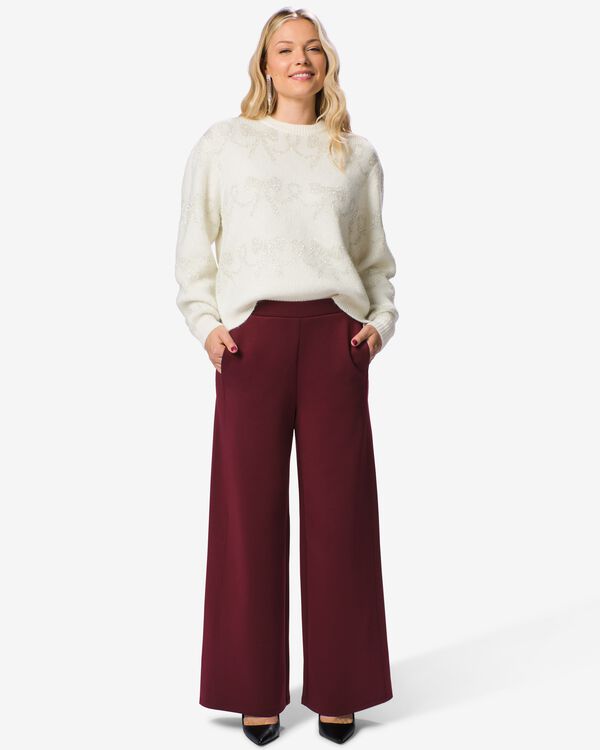 pantalon femme Elly coupe large bordeaux bordeaux - 36215530BURGUNDYRED - HEMA