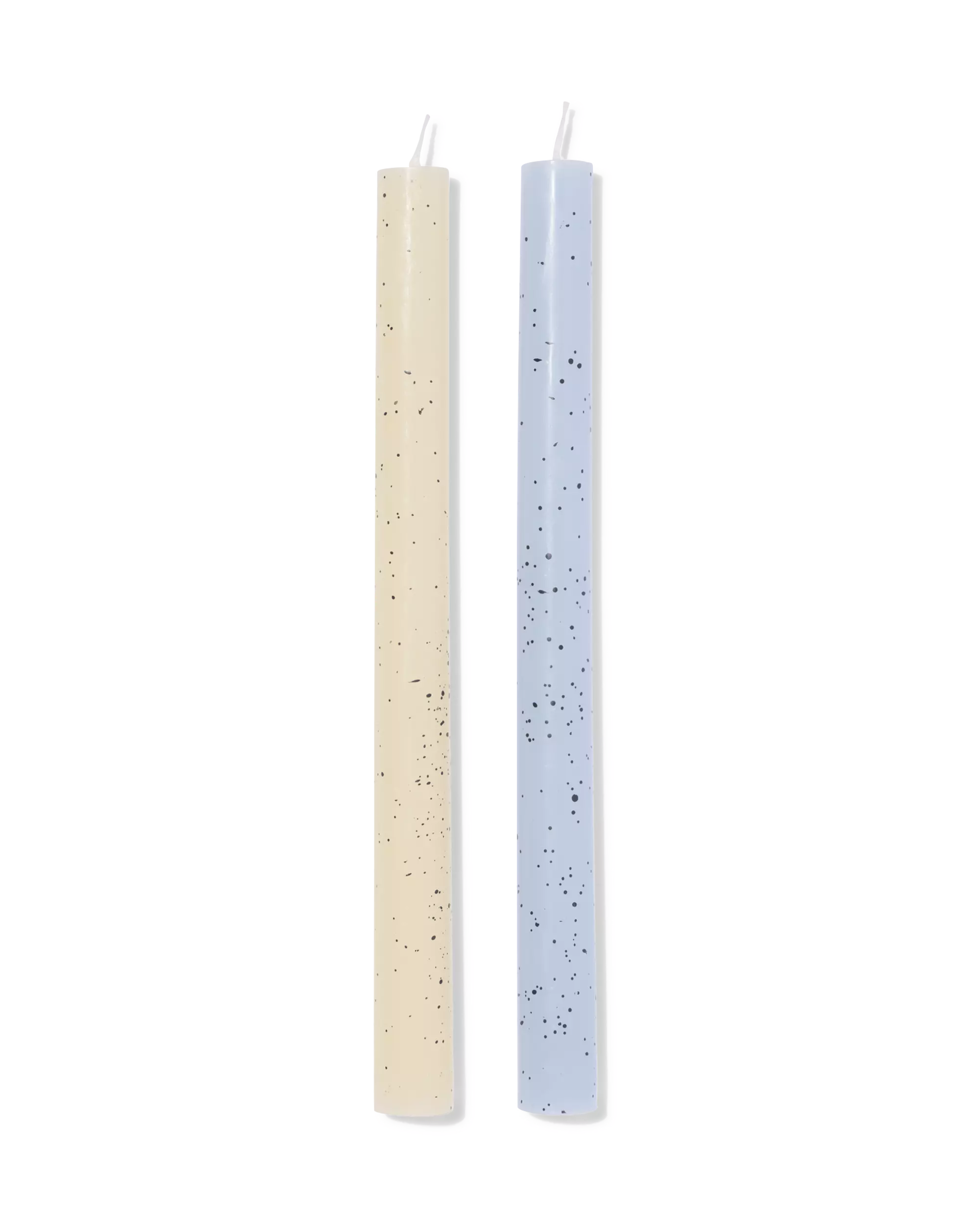 bougies longues ⌀2,2x25cm moucheture ivoire-bleu clair - 2 pièces