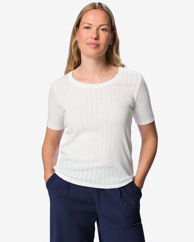 dames T-shirt Colette gebroken wit gebroken wit - 36212780OFFWHITE - HEMA