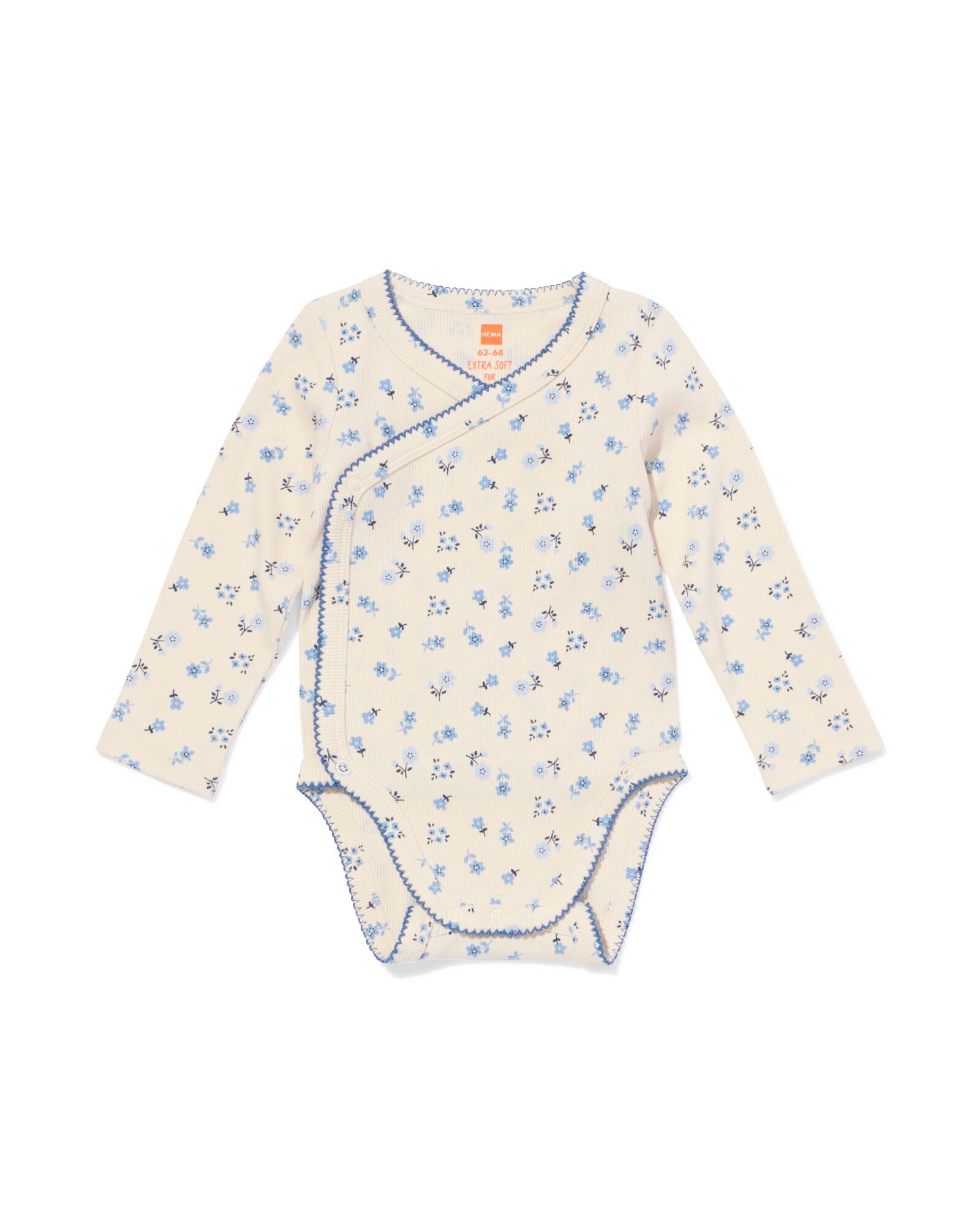 baby meegroei body rib bloemen gebroken wit gebroken wit - 33457220OFFWHITE - HEMA
