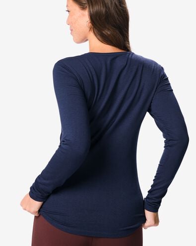 t-shirt femme acrylique jersey thermique bleu fonc&eacute; bleu fonc&eacute; - 36307580DARKBLUE - HEMA
