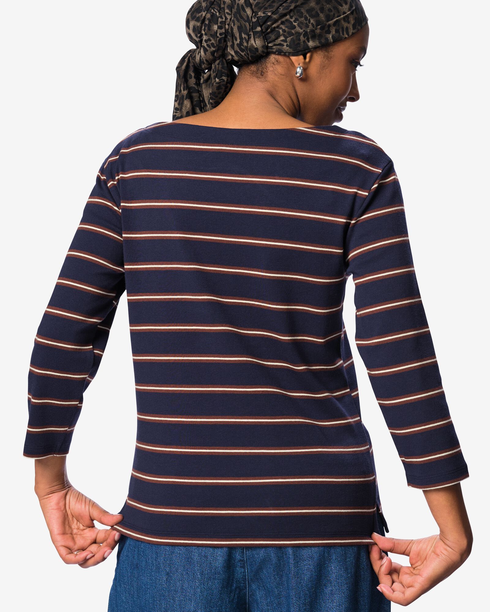 Damen-T-Shirt Cara Jersey gestreift dunkelblau - 36306730DARKBLUE - HEMA