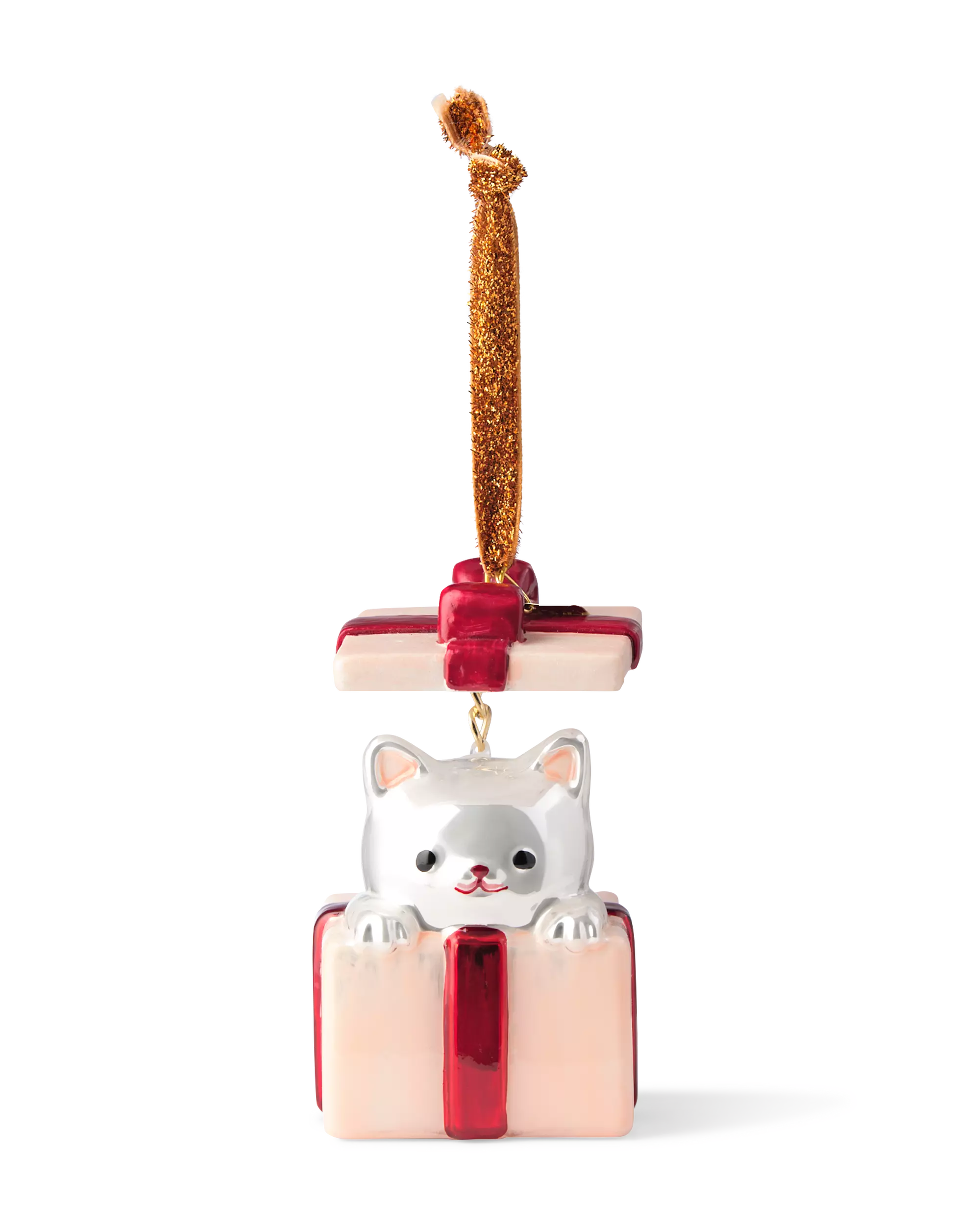 kersthanger 9.5cm glas kat met cadeau