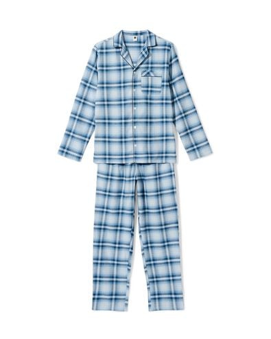 Herrenpyjama, kariert mittelblau mittelblau - 23634440MIDBLUE - HEMA