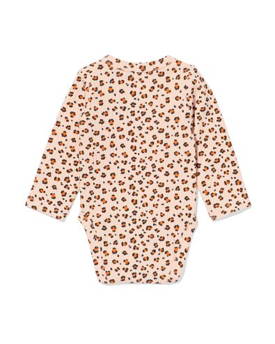 newborn meegroei overslag body rib dieren  zalmroze zalmroze - 33438520SALMONPINK - HEMA