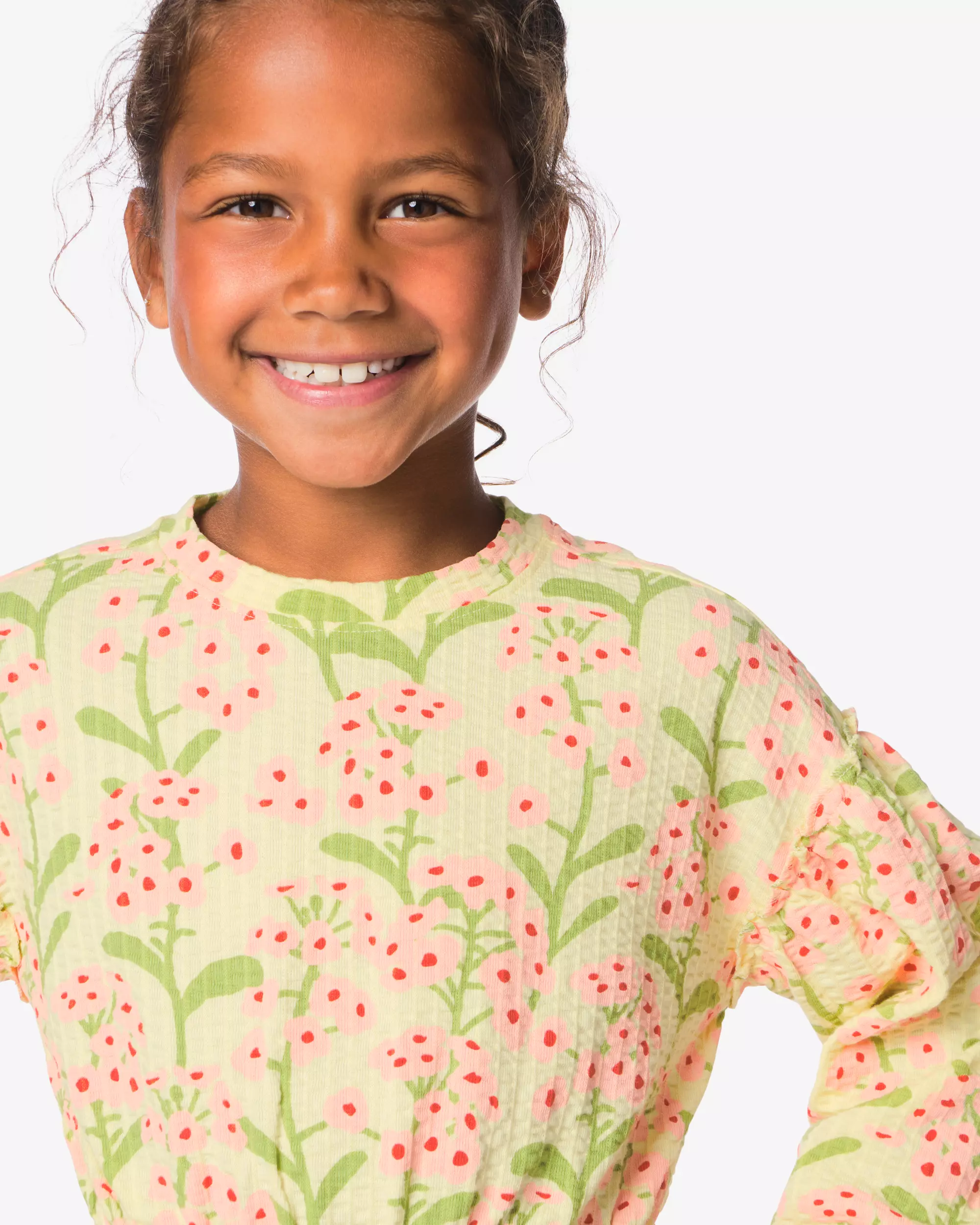 kinderjurk regular fit rib bloemen
