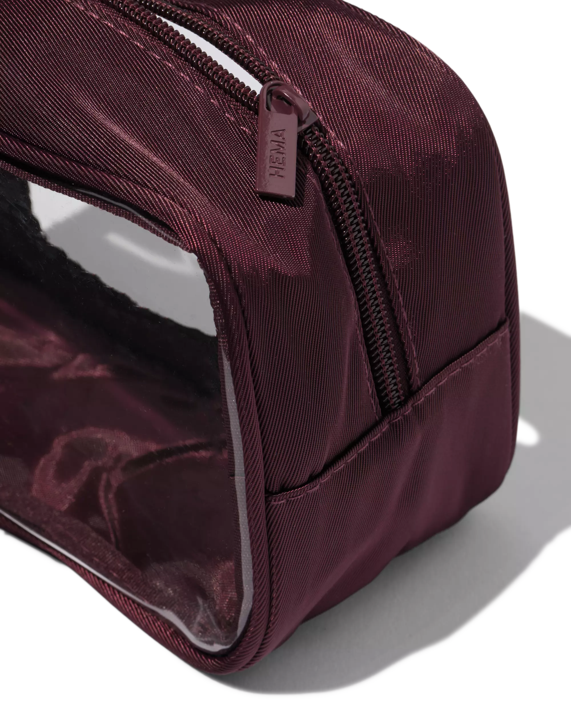 toilettas 12x18cm transparant bordeaux