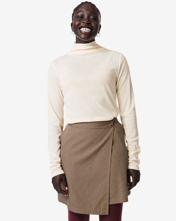 t-shirt femme Lora maille fine polyester recycl&eacute; blanc cass&eacute; blanc cass&eacute; - 36214330OFFWHITE - HEMA