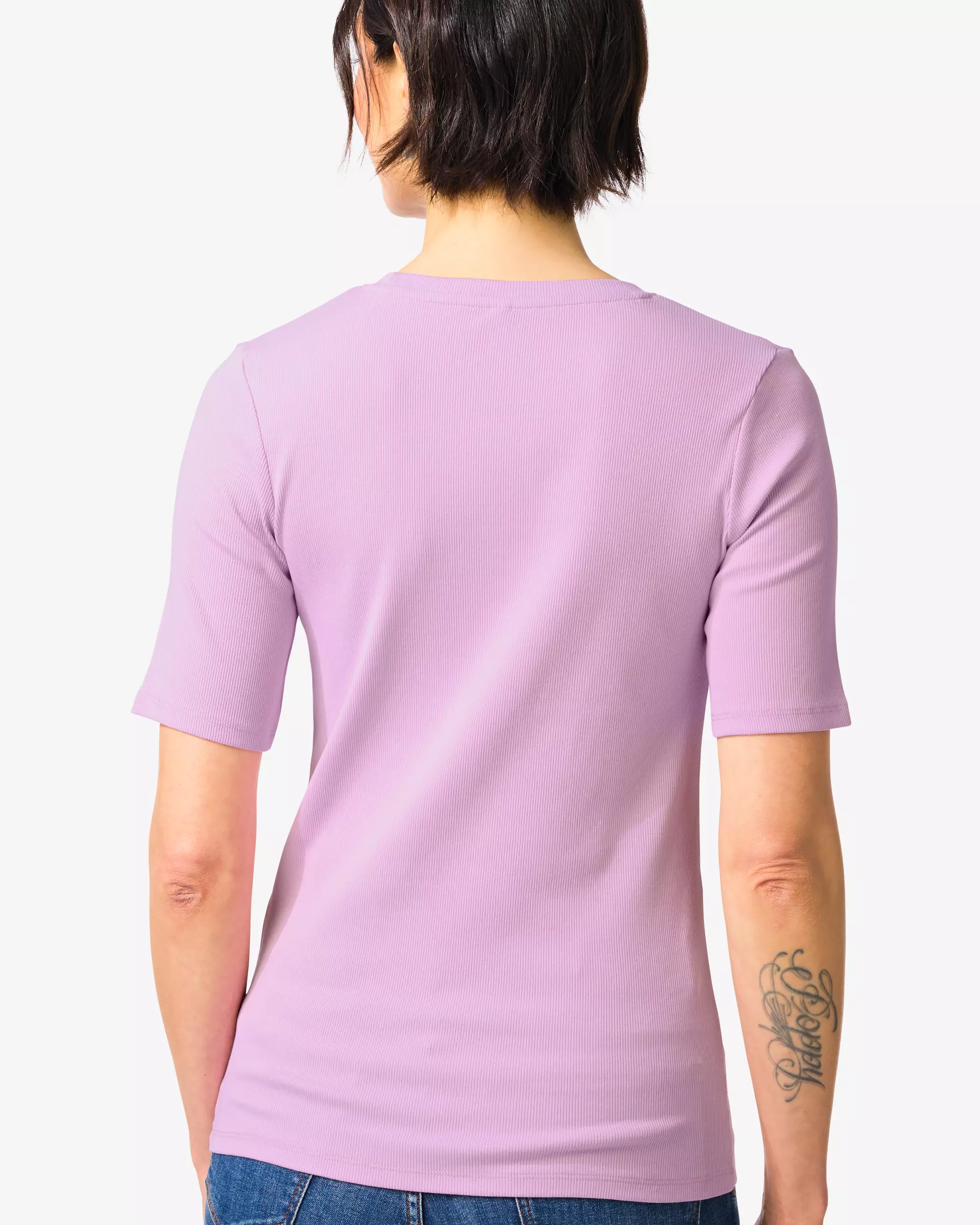 Damen-T-Shirt, normale Passform, gerippt