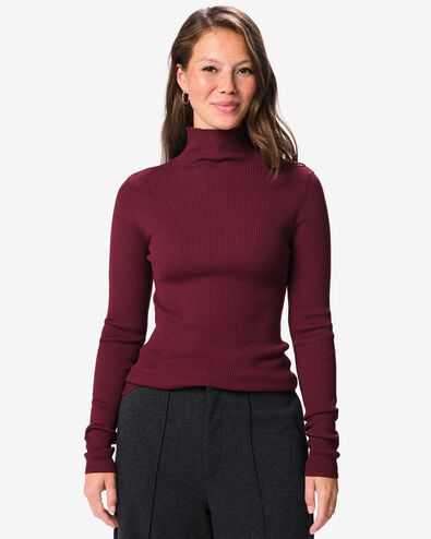 damestrui rib bordeauxrood bordeauxrood - 36214840BURGUNDYRED - HEMA