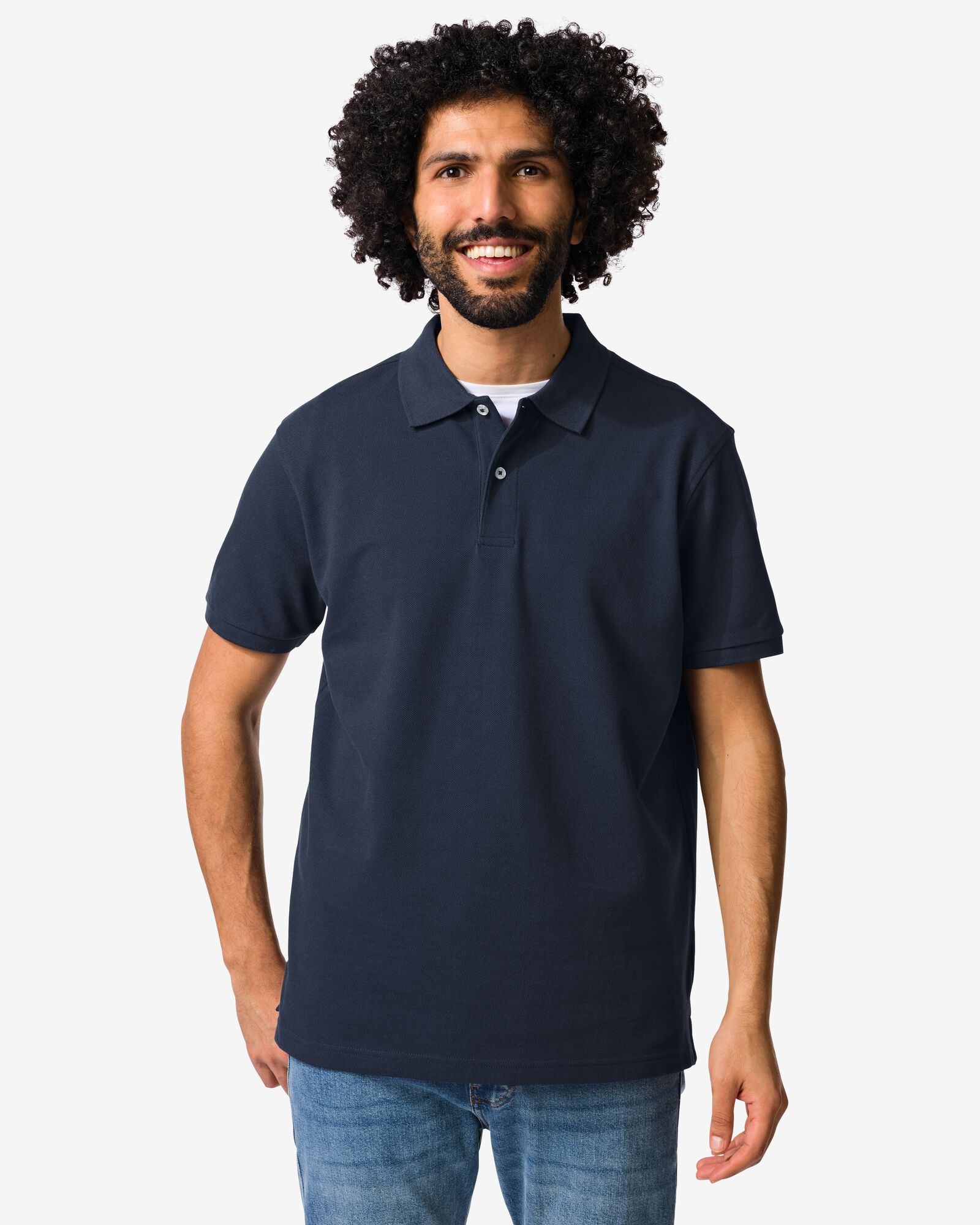 HEMA Herenpolo Denton Regular Fit Donkerblauw (donkerblauw)