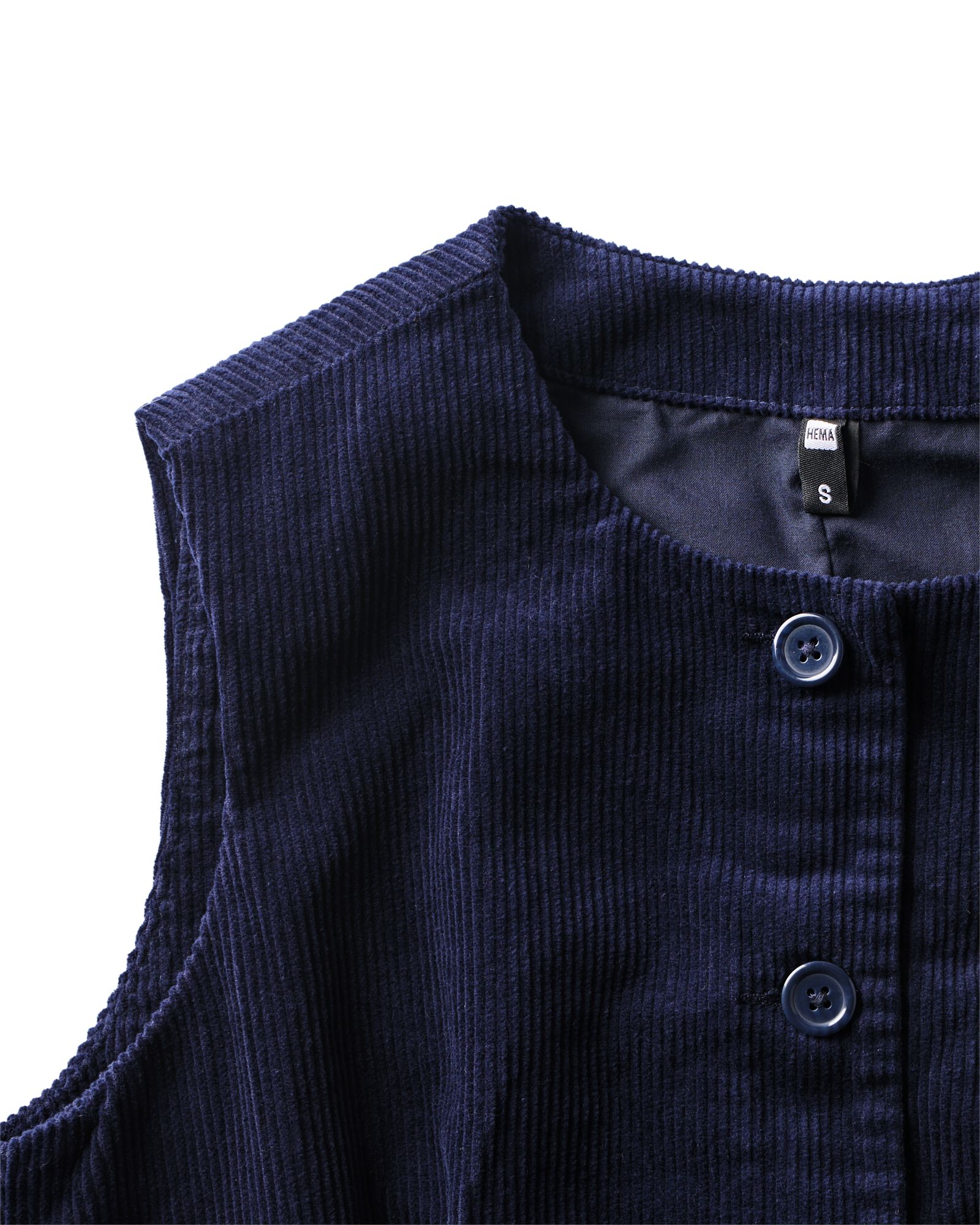 damesgilet rib donkerblauw donkerblauw - 36215230DARKBLUE - HEMA