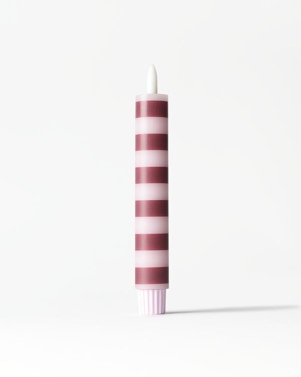 bougie longue LED ⌀2,5 x 18,4 cm, rayures rose-aubergine - 13550206 - HEMA