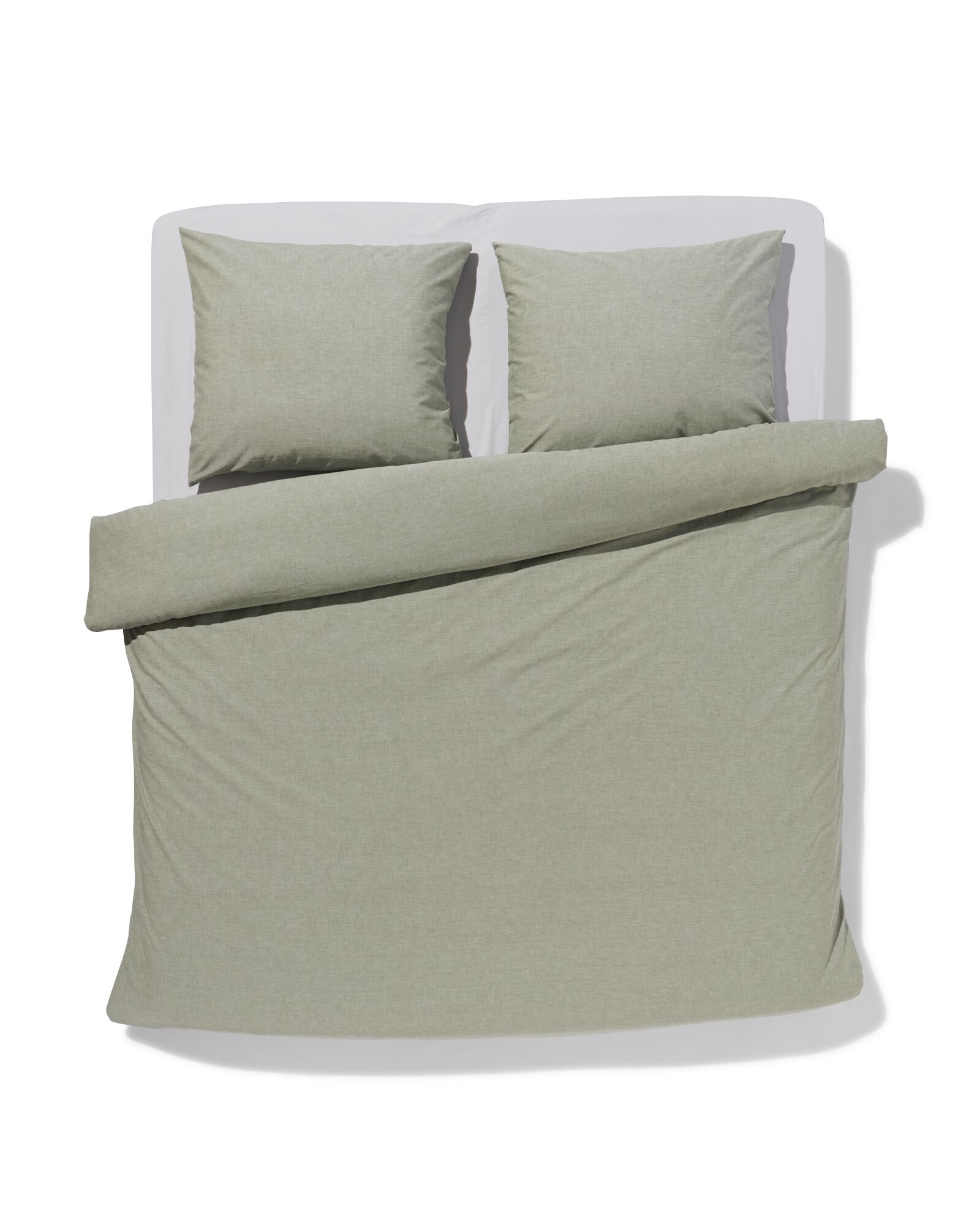 housse de couette chambray 200x200/220 vert - 5790231 - HEMA
