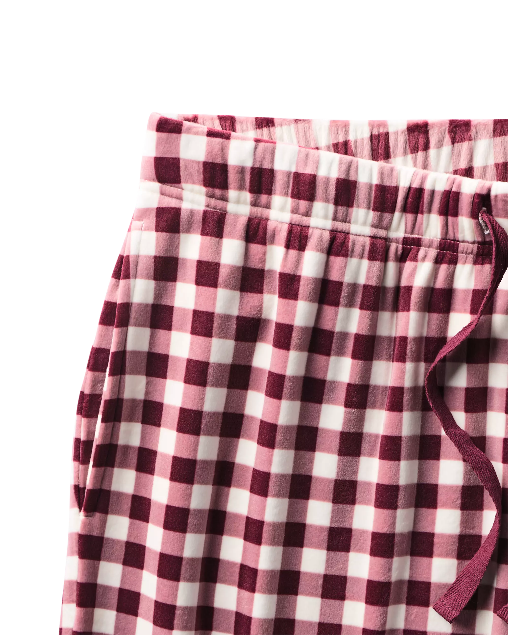 Damen-Pyjamahose, Velours, kariert