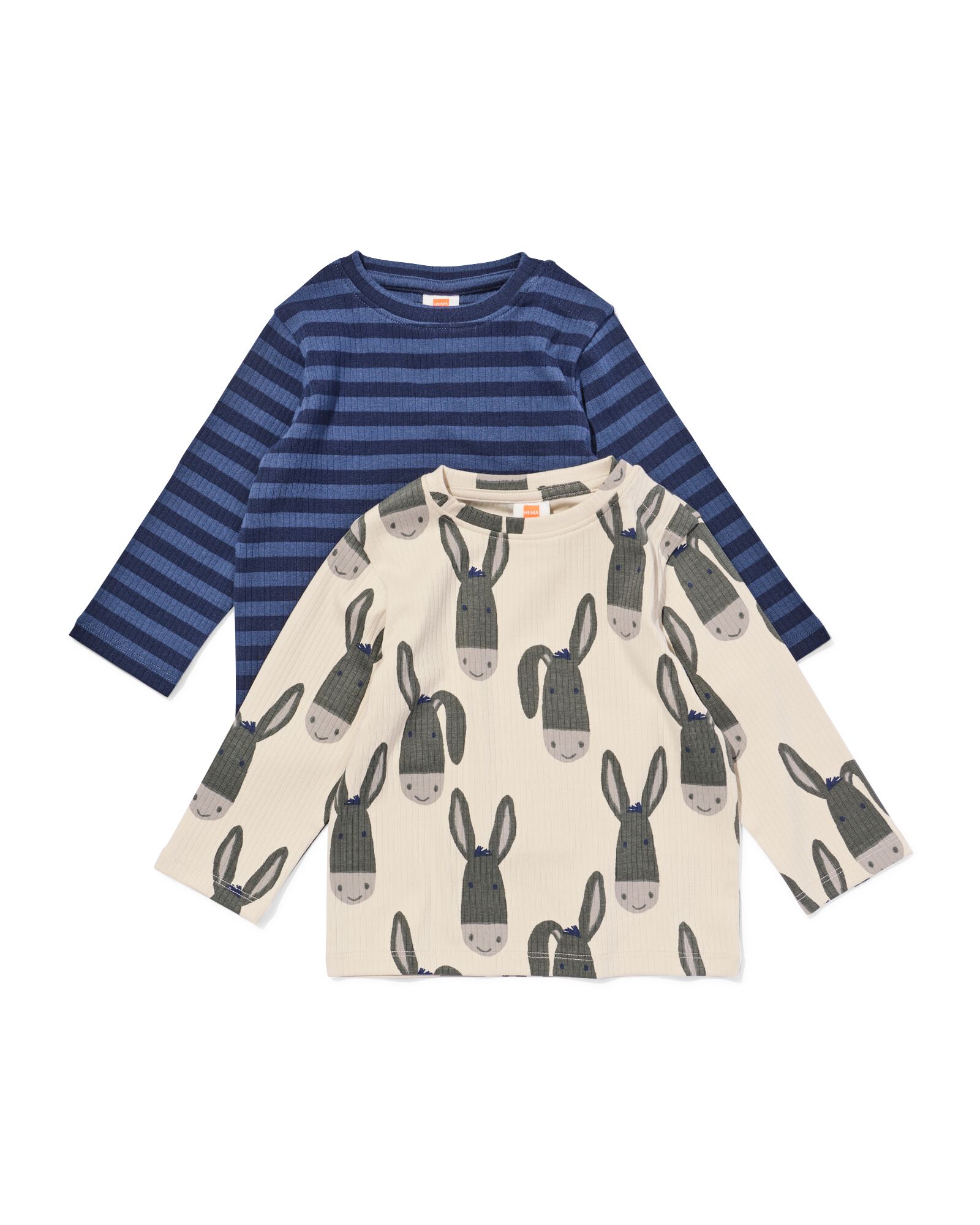 t-shirt b&eacute;b&eacute; c&ocirc;tel&eacute; rayures &acirc;nes - 2 pi&egrave;ces bleu bleu - 33113480BLUE - HEMA