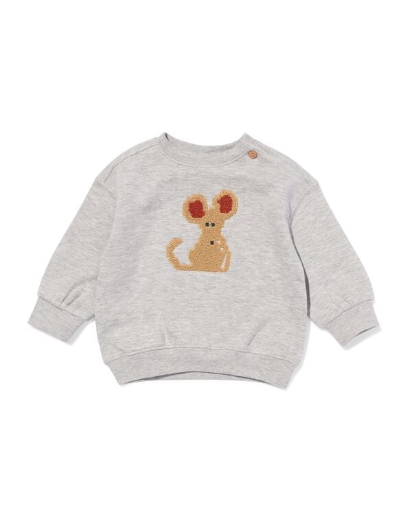 babytrui sweatstof muis grijsmelange grijsmelange - 33107080GREYMELANGE - HEMA