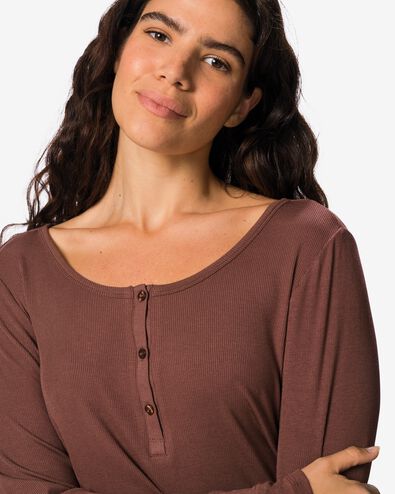 pyjama femme modal c&ocirc;tel&eacute; marron marron - 23401143BROWN - HEMA