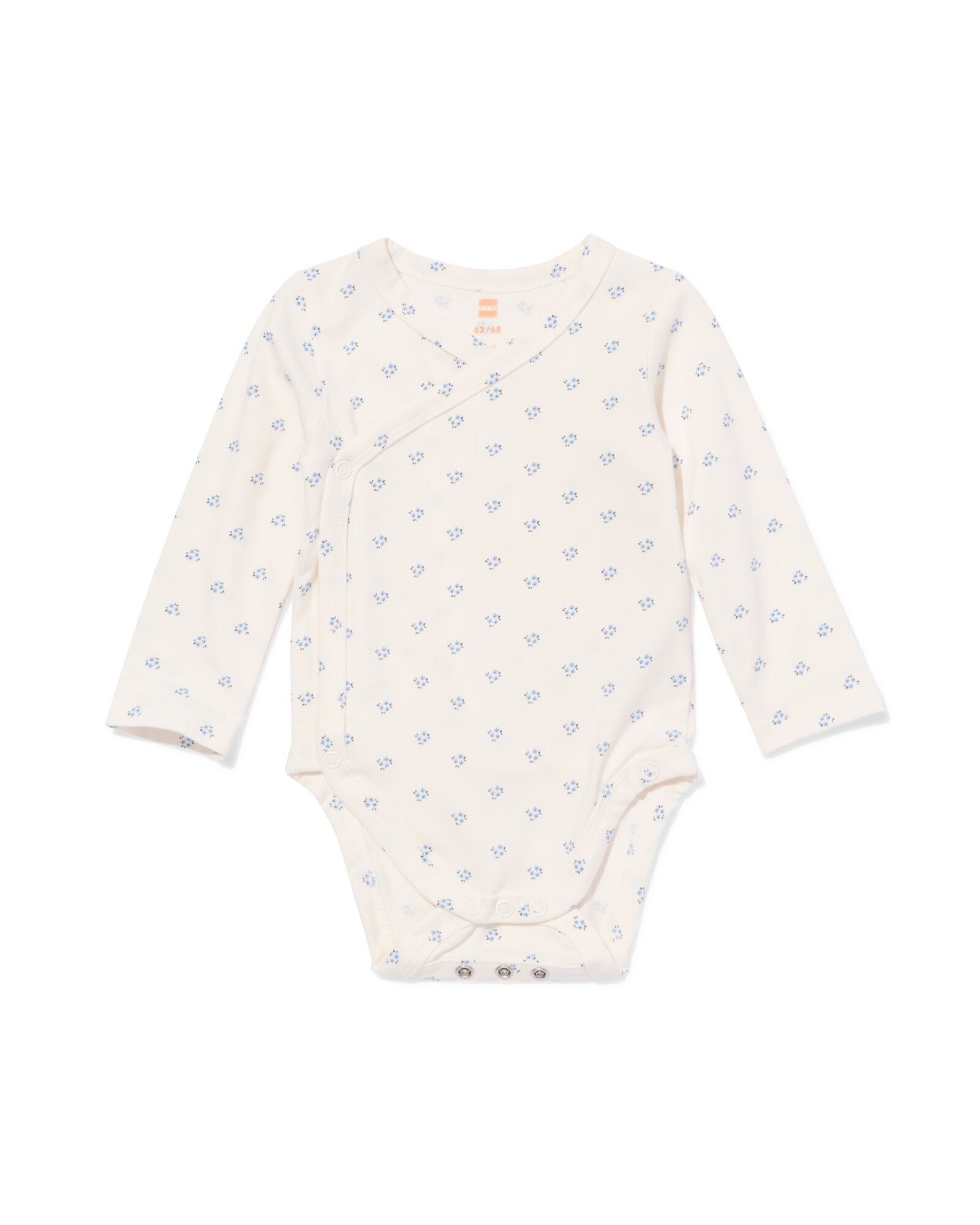 baby meegroei overslagbody rib bloemen ecru ecru - 33461420ECRU - HEMA