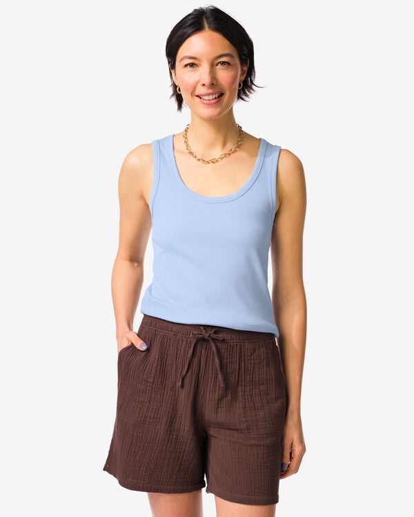 damessinglet rib lichtblauw lichtblauw - 36310580LIGHTBLUE - HEMA