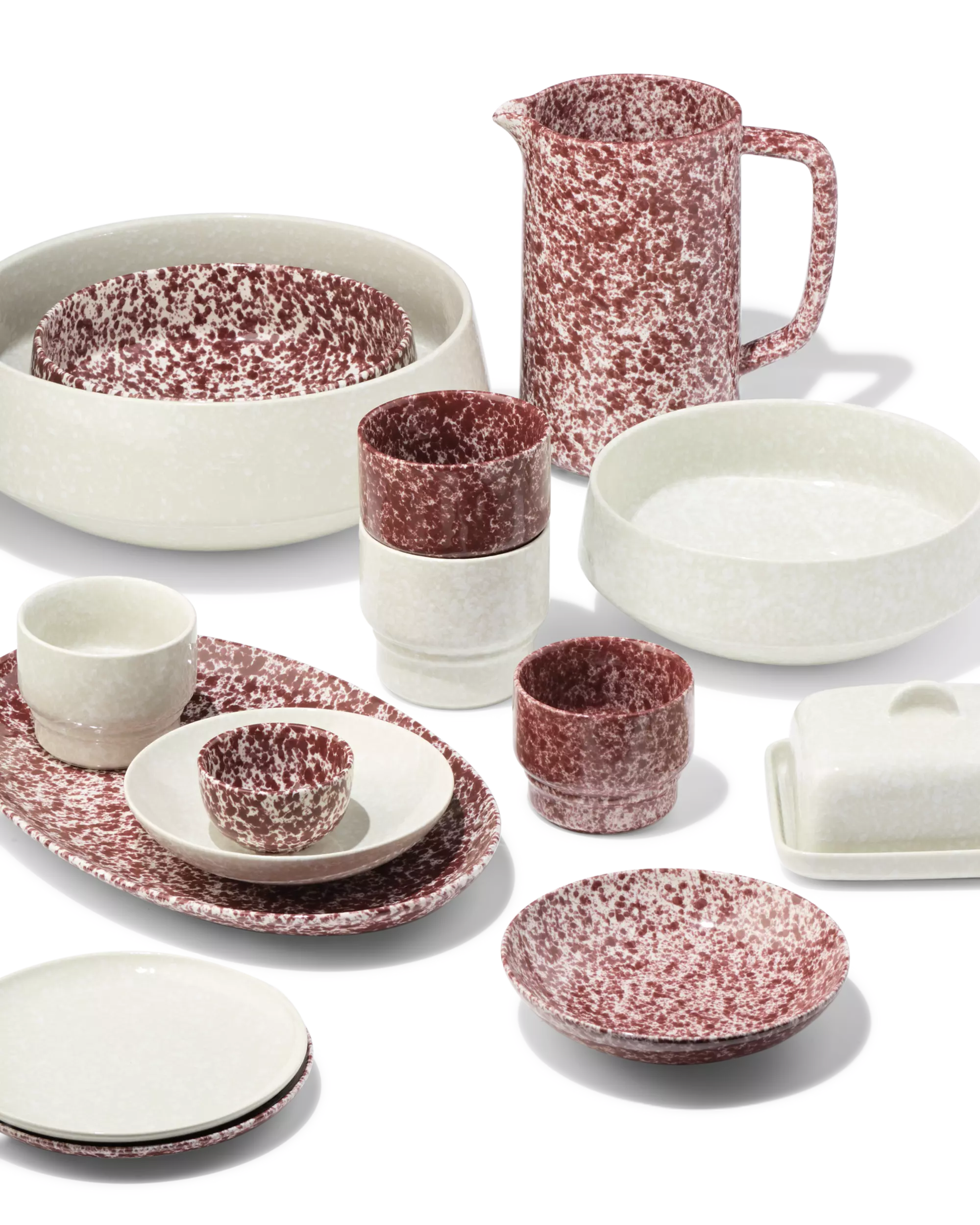 plat de service 21 x 32 x 2cm Trend faïence rouge bordeaux moucheté