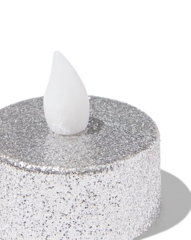 bougies chauffe-plat led ⌀3,8 x 3,6 cm paillet&eacute;es argent&eacute;es - lot de 2 - 25500178 - HEMA