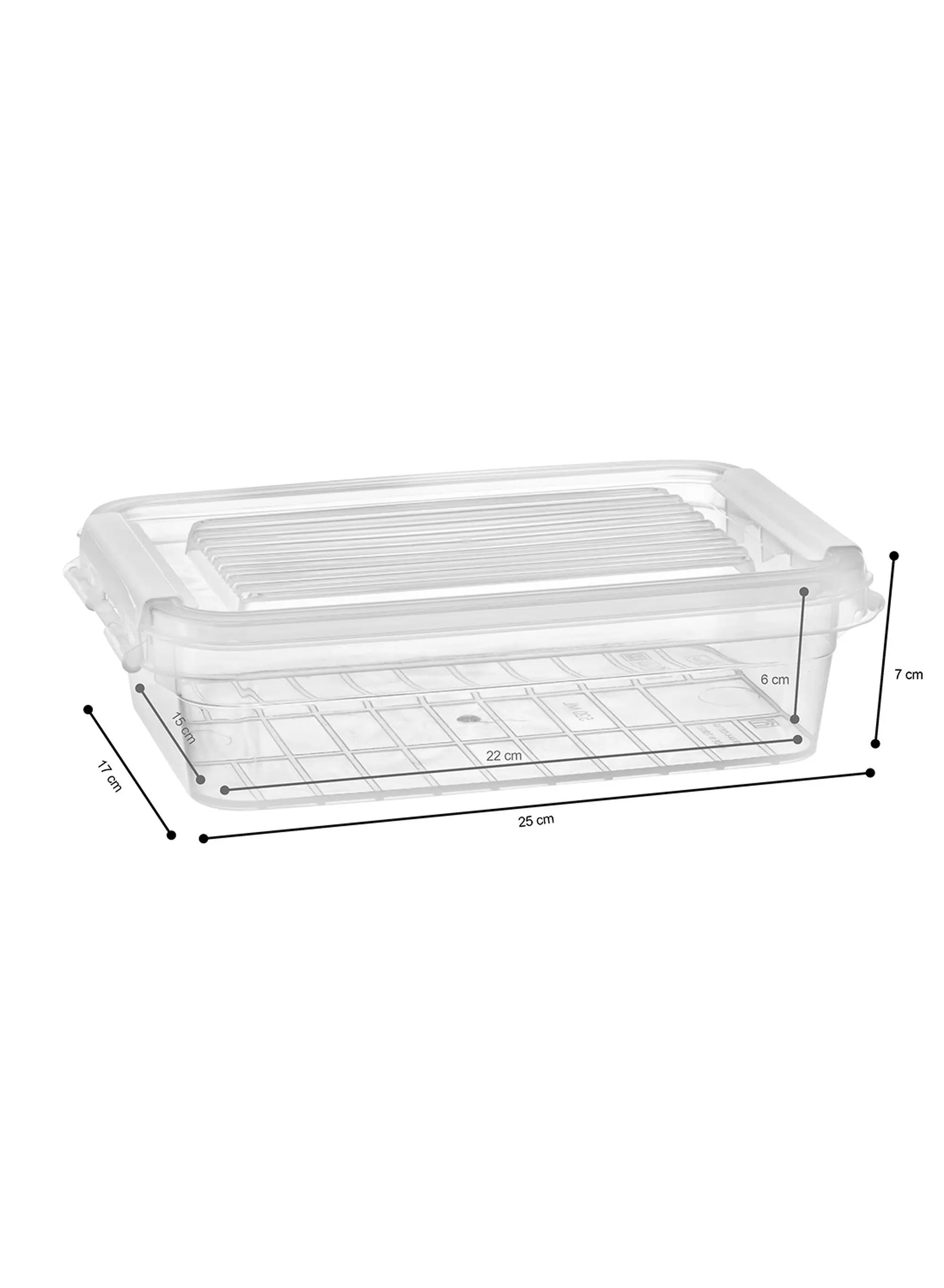 boîte de rangement avec couvercle 1.8L Dublin transparent 25x17x7