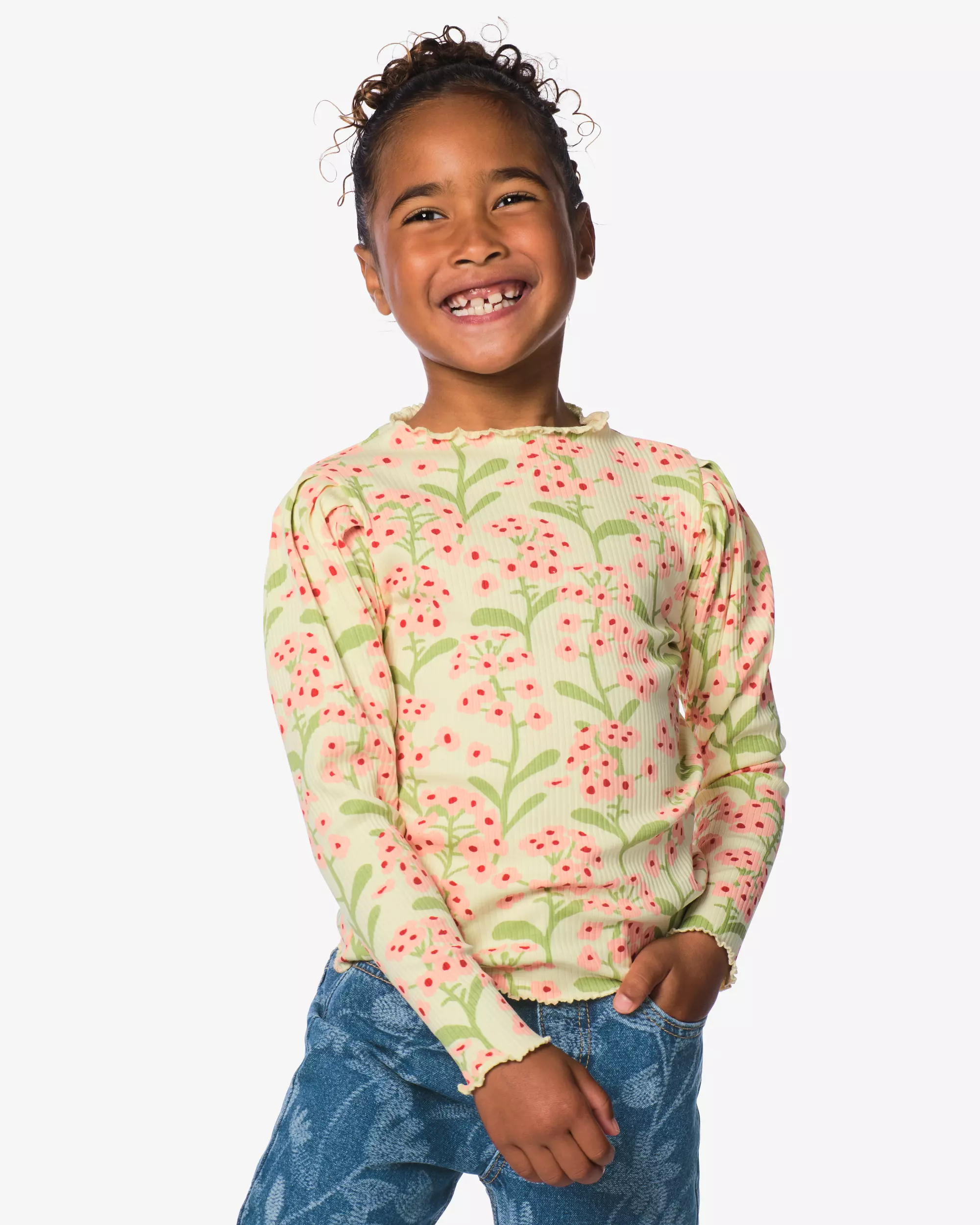 t-shirt enfant côtelé fleurs