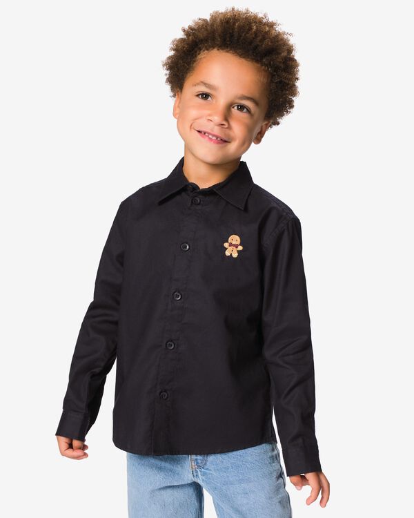 chemise enfant bonhomme en pain d'&eacute;pice noir noir - 30730301BLACK - HEMA