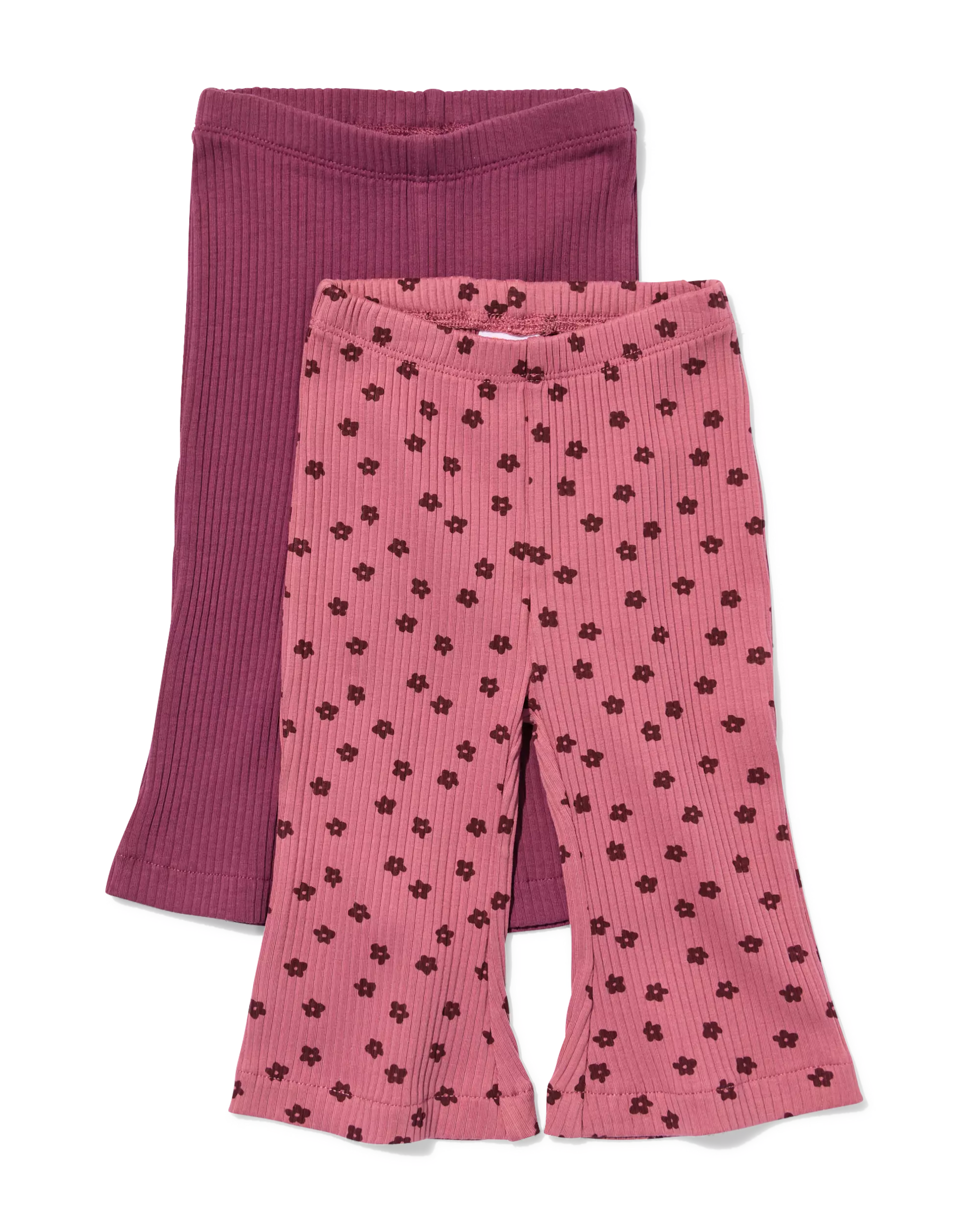 babyleggings flared fit rib bloemen - 2 stuks