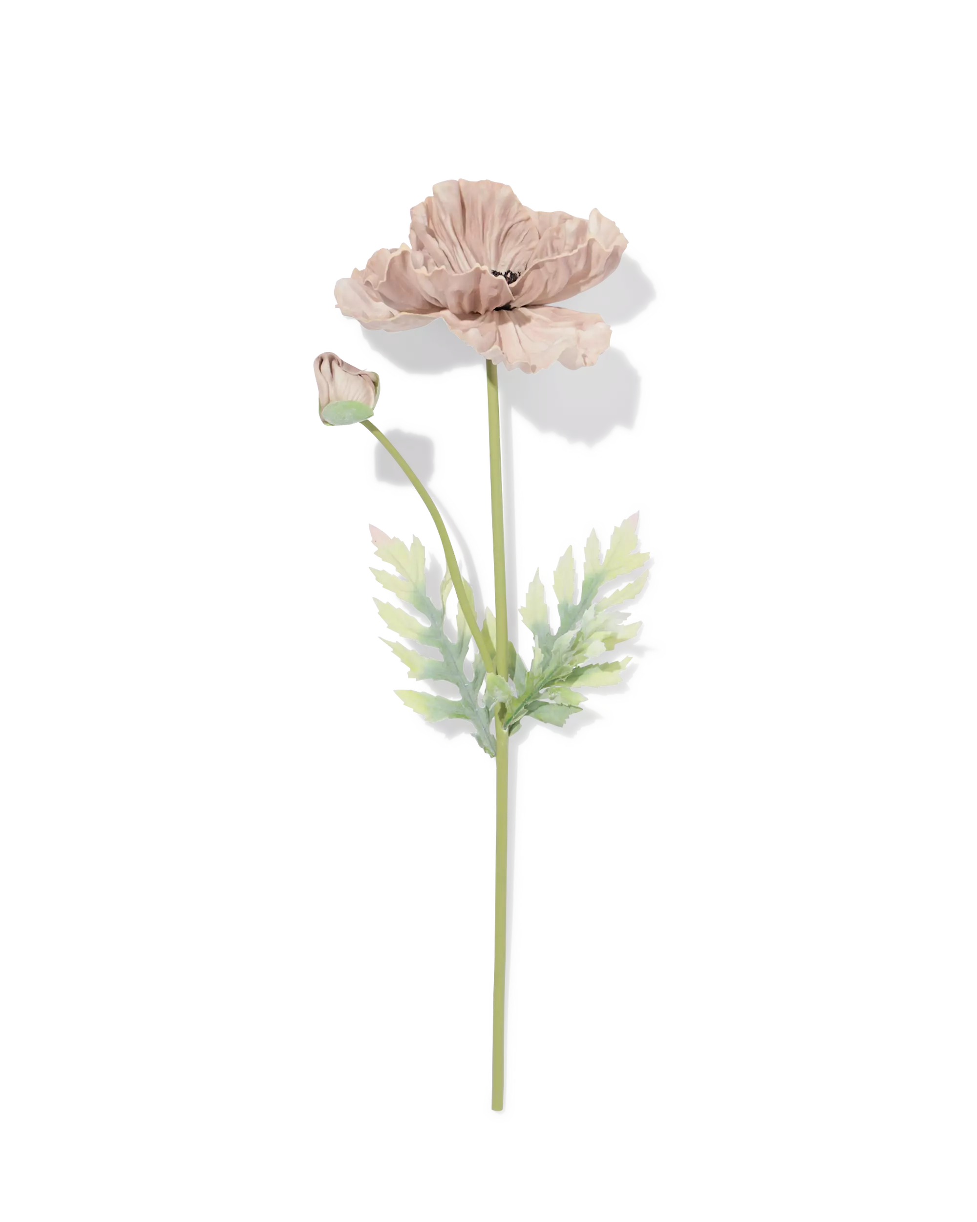 kunstbloem klaproos 55cm rubber oudpaars
