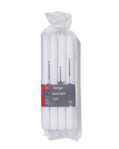 lange huishoudkaarsen &Oslash;2.2x29 wit - 12 stuks wit 2,2 x 29 - 13503050 - HEMA