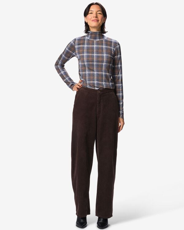 damesbroek Bodi wide leg rib bruin bruin - 36215160BROWN - HEMA