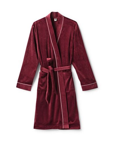 damesbadjas velours donkerrood donkerrood - 23400485DARKRED - HEMA