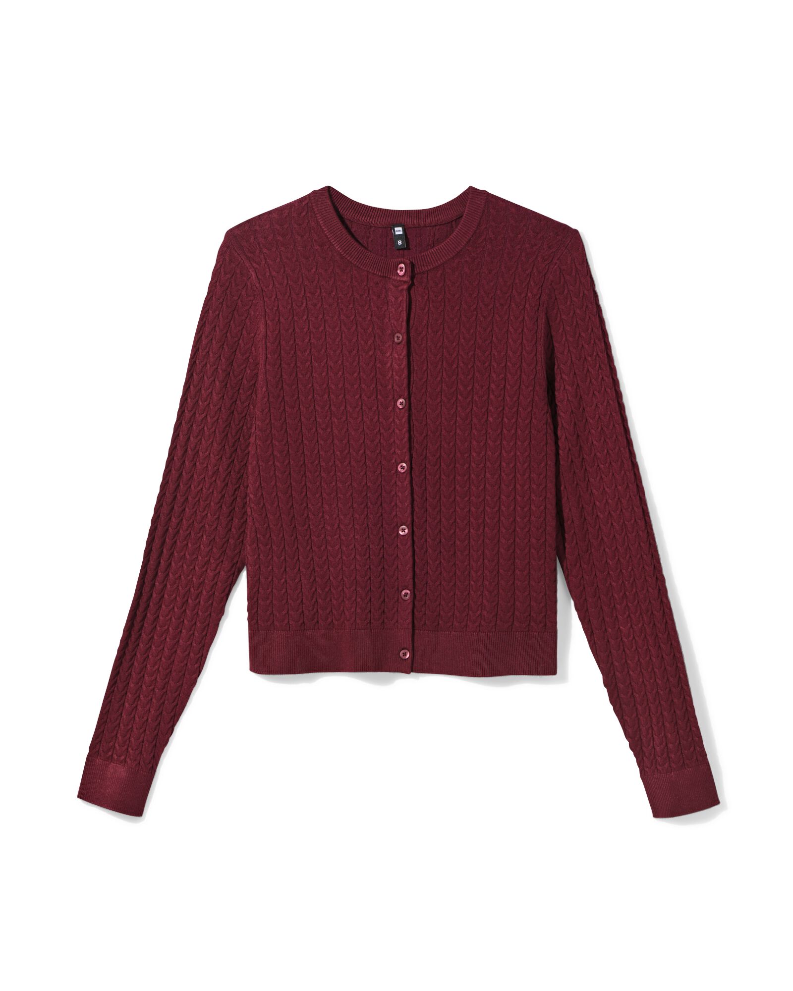 damesvest Livia kabel bordeauxrood bordeauxrood - 36213880BURGUNDYRED - HEMA