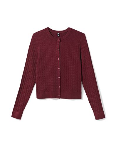 damesvest Livia kabel bordeauxrood bordeauxrood - 36213880BURGUNDYRED - HEMA