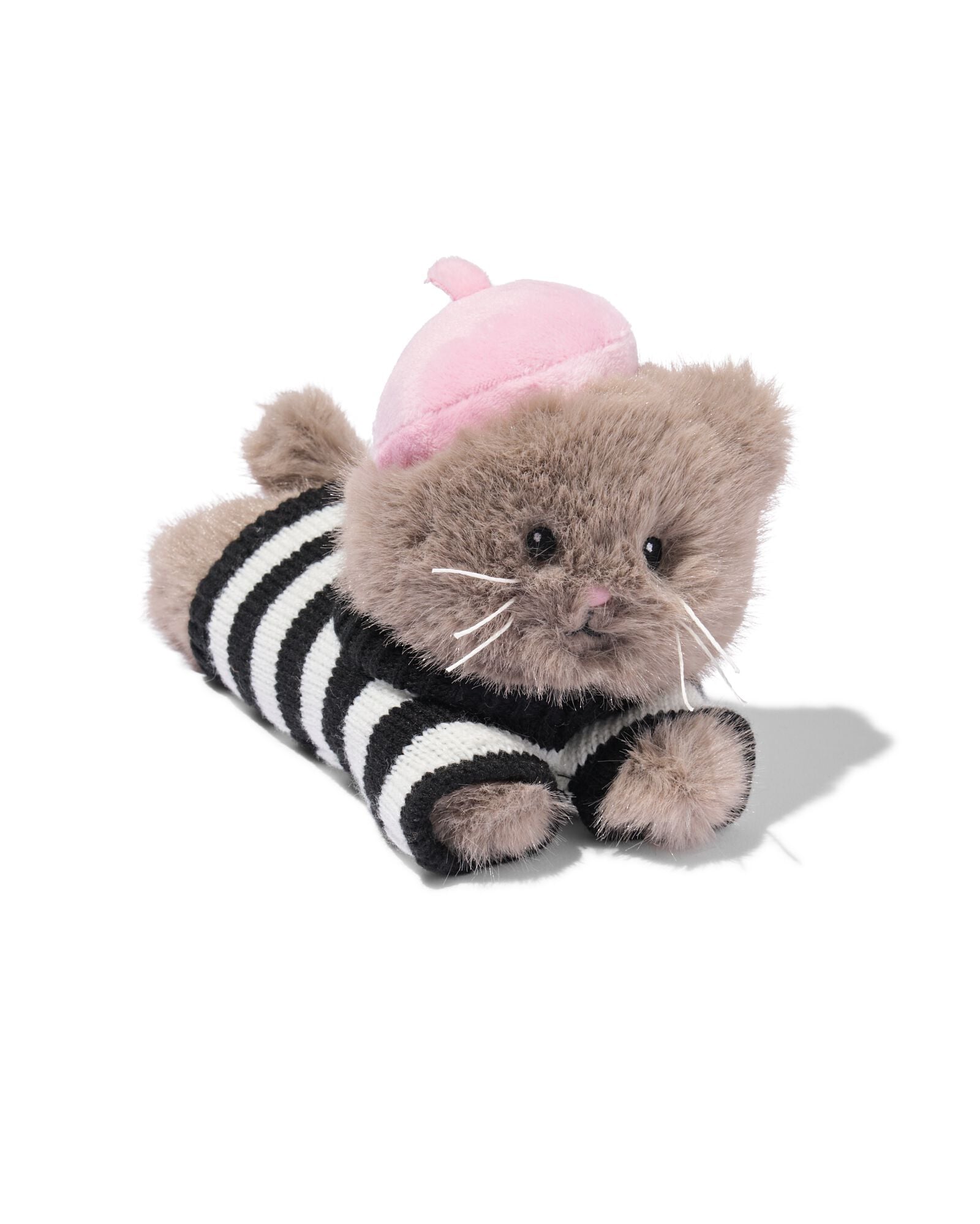 knuffel 20x11x13cm kat met baret - 61104319 - HEMA