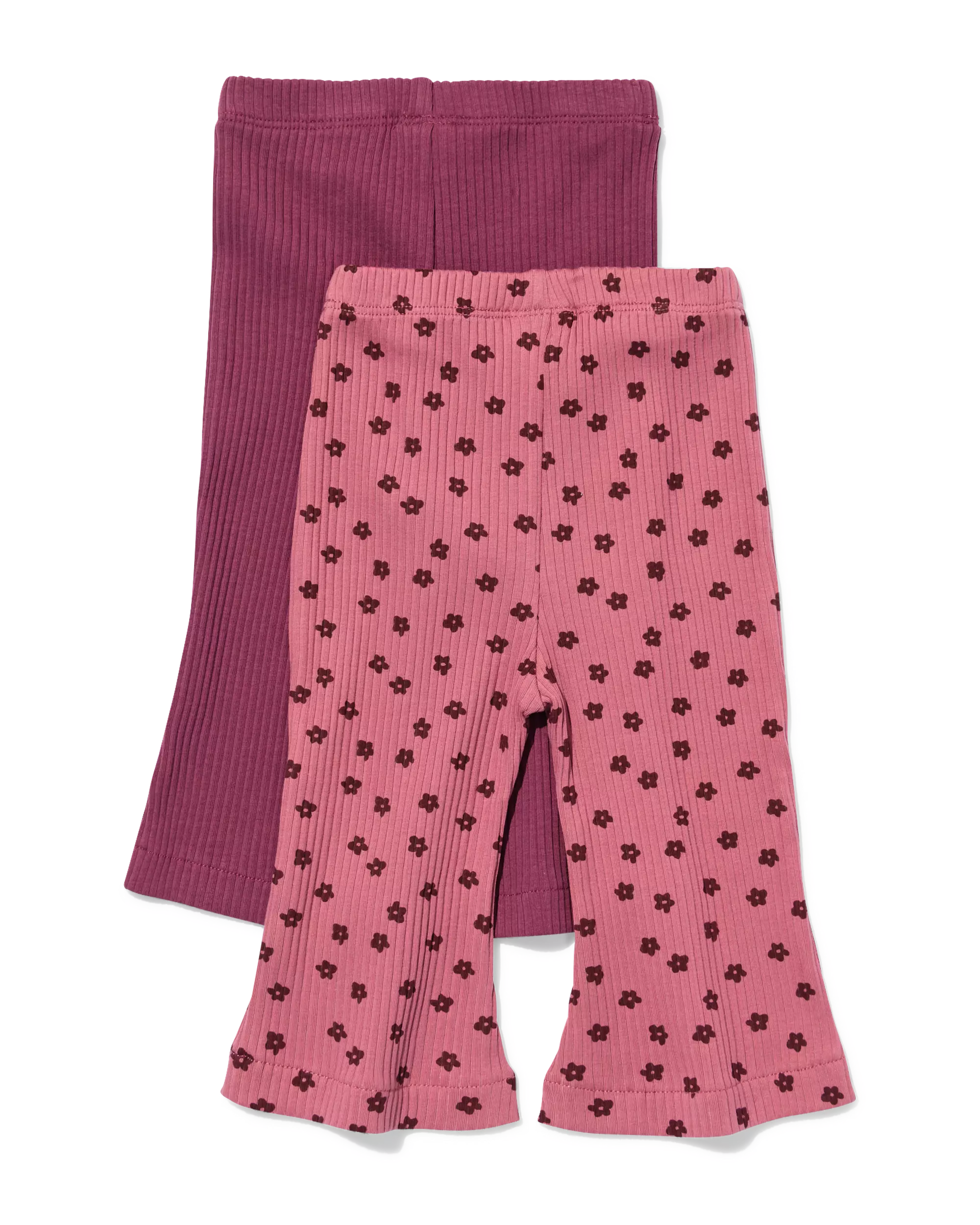 babyleggings flared fit rib bloemen - 2 stuks