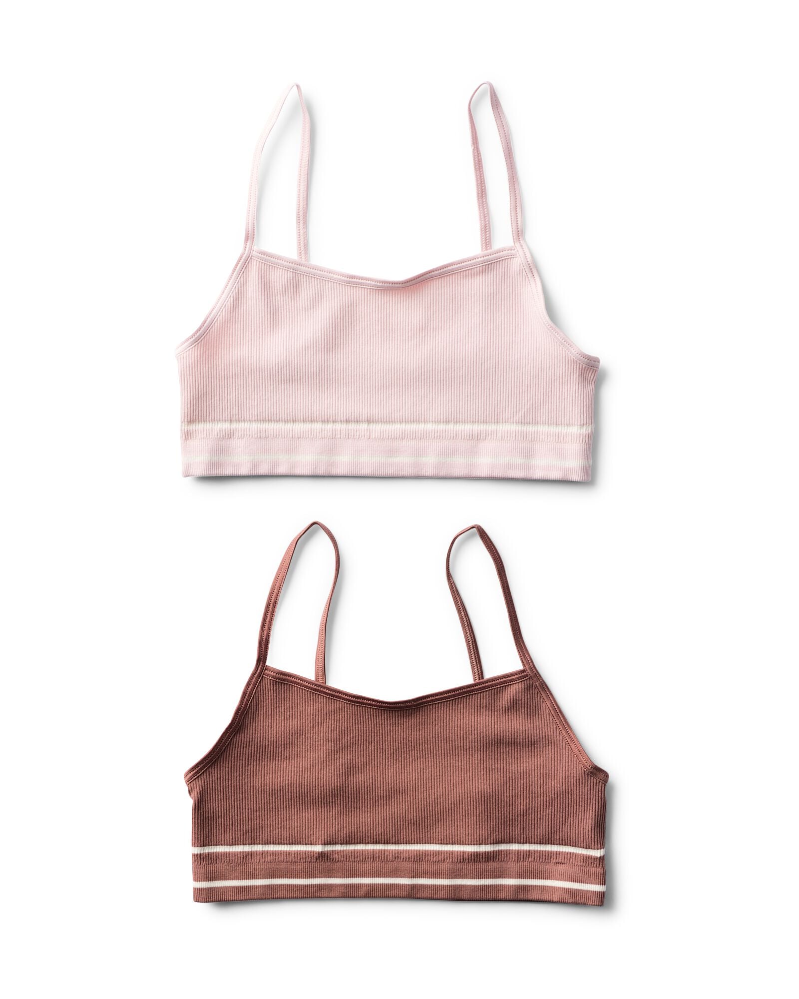 kindertop naadloos rib - 2 stuks bruin bruin - 19303620BROWN - HEMA