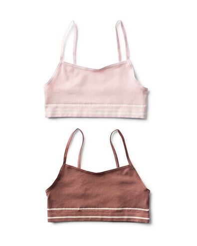 kindertop naadloos rib - 2 stuks bruin bruin - 19303620BROWN - HEMA