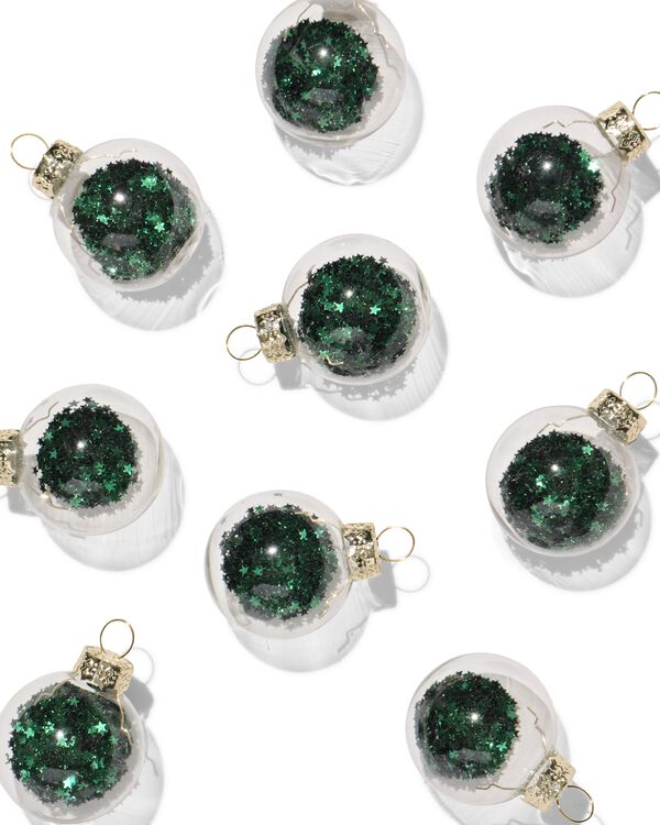 kerstballen glas groen - 9 stuks - 25100302 - HEMA