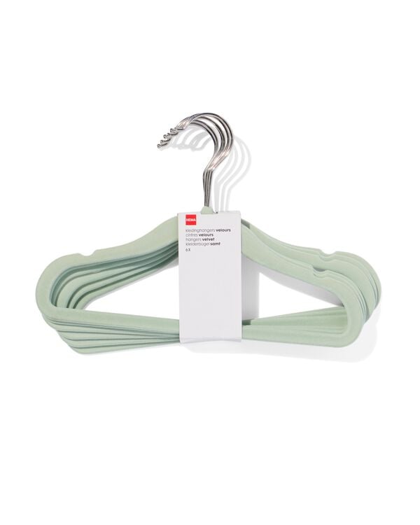 kledinghanger klein velours mint - 6 stuks - 39800016 - HEMA