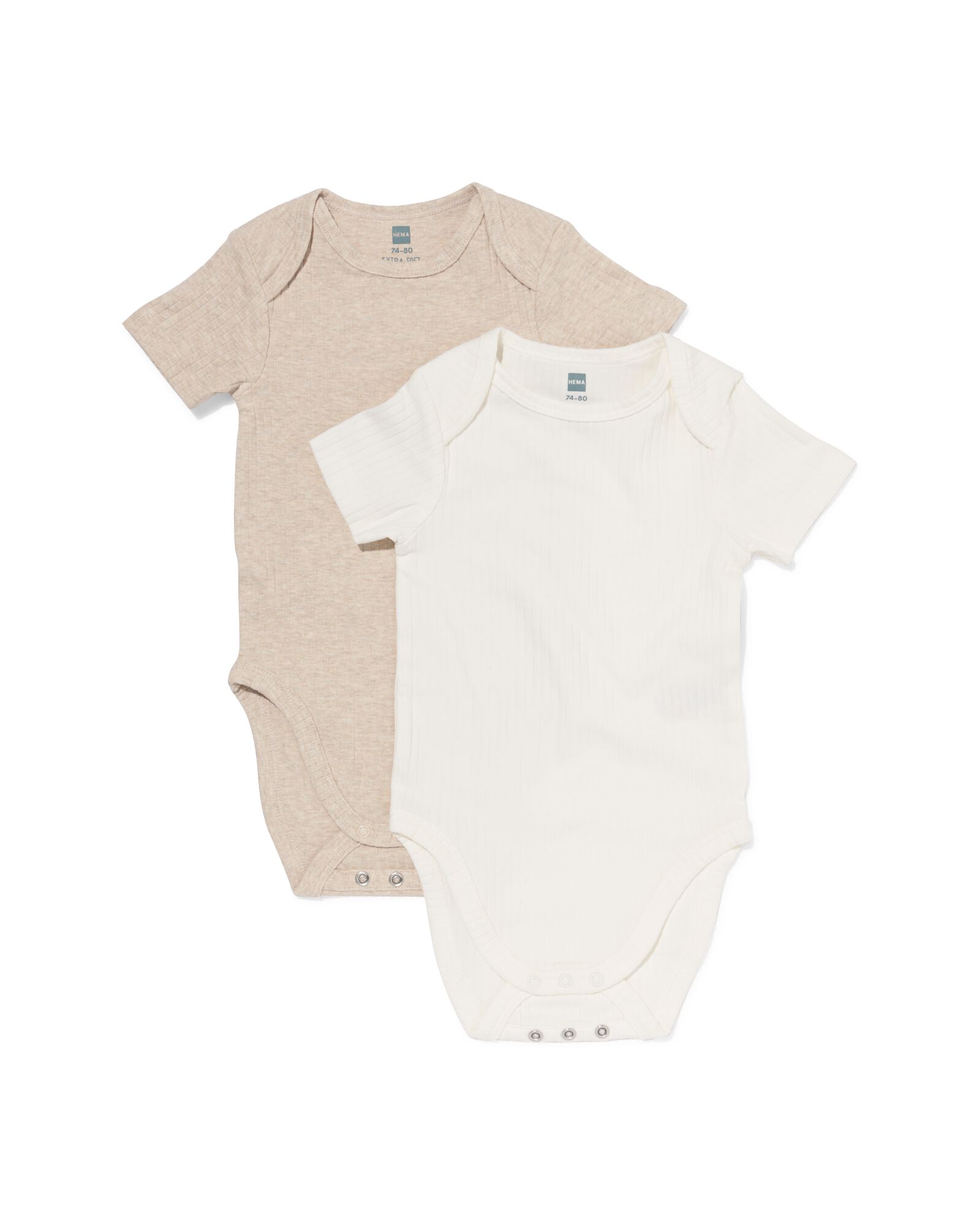 baby meegroeibody LENZING&trade; ECOVERO&trade; rib - 2 stuks naturel naturel - 33309860NATURAL - HEMA