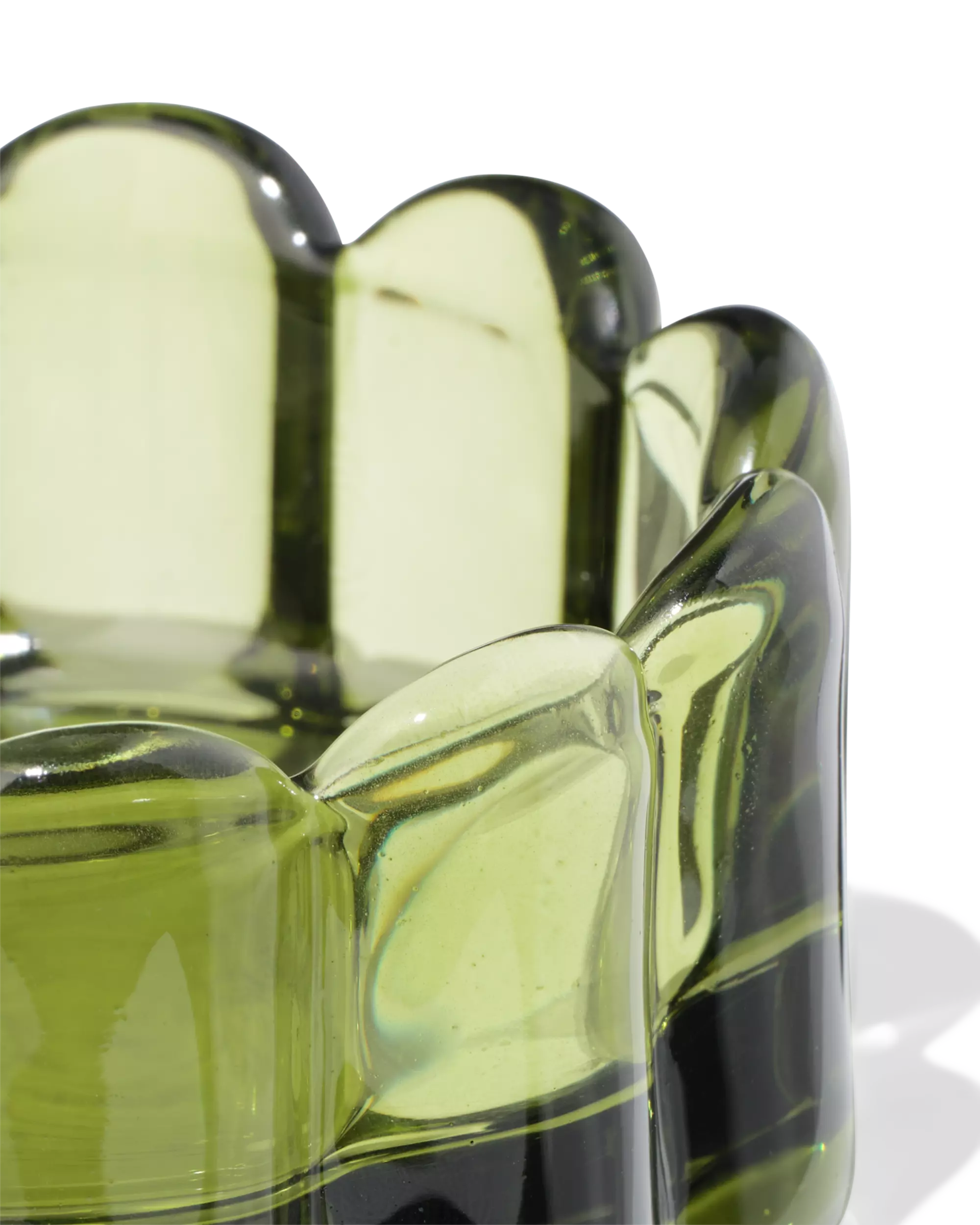 kaarsonderzetter ⌀10cm glas ribbel groen