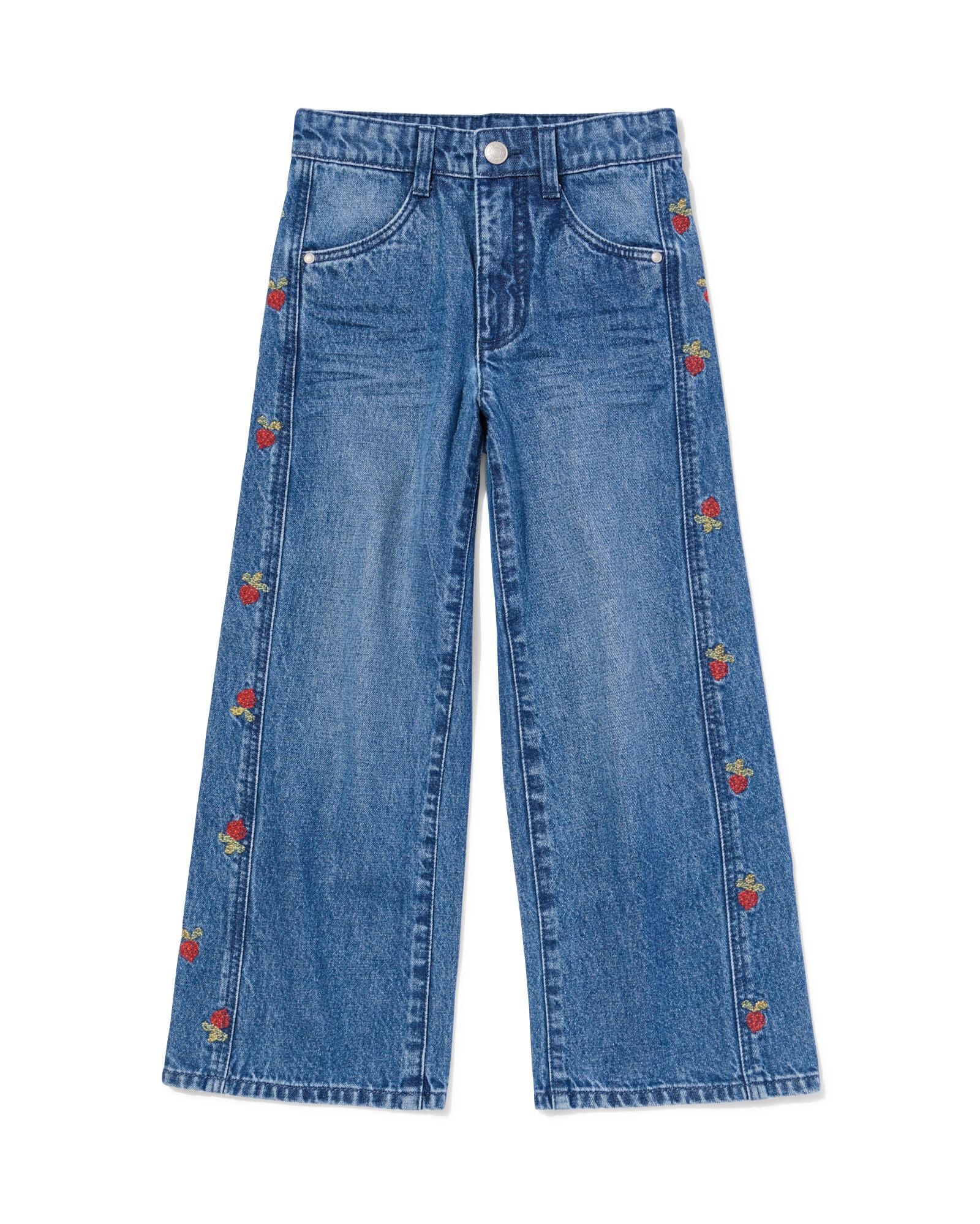 kinderjeans wide fit radijs middenblauw middenblauw - 30879131MIDBLUE - HEMA