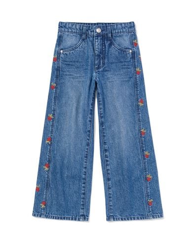 kinderjeans wide fit radijs middenblauw middenblauw - 30879131MIDBLUE - HEMA