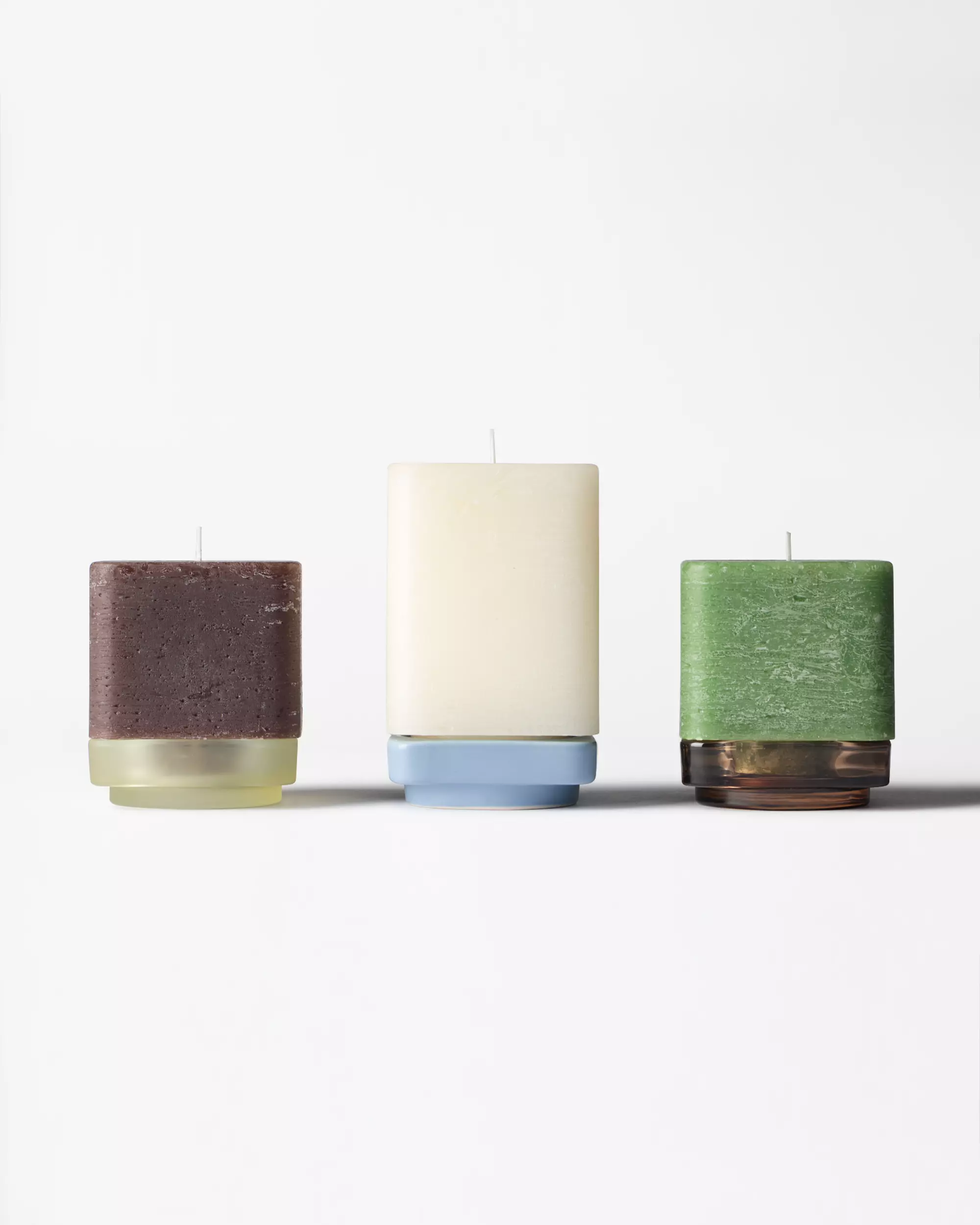 plateau à bougie ⌀9cm Kub céramique bleu