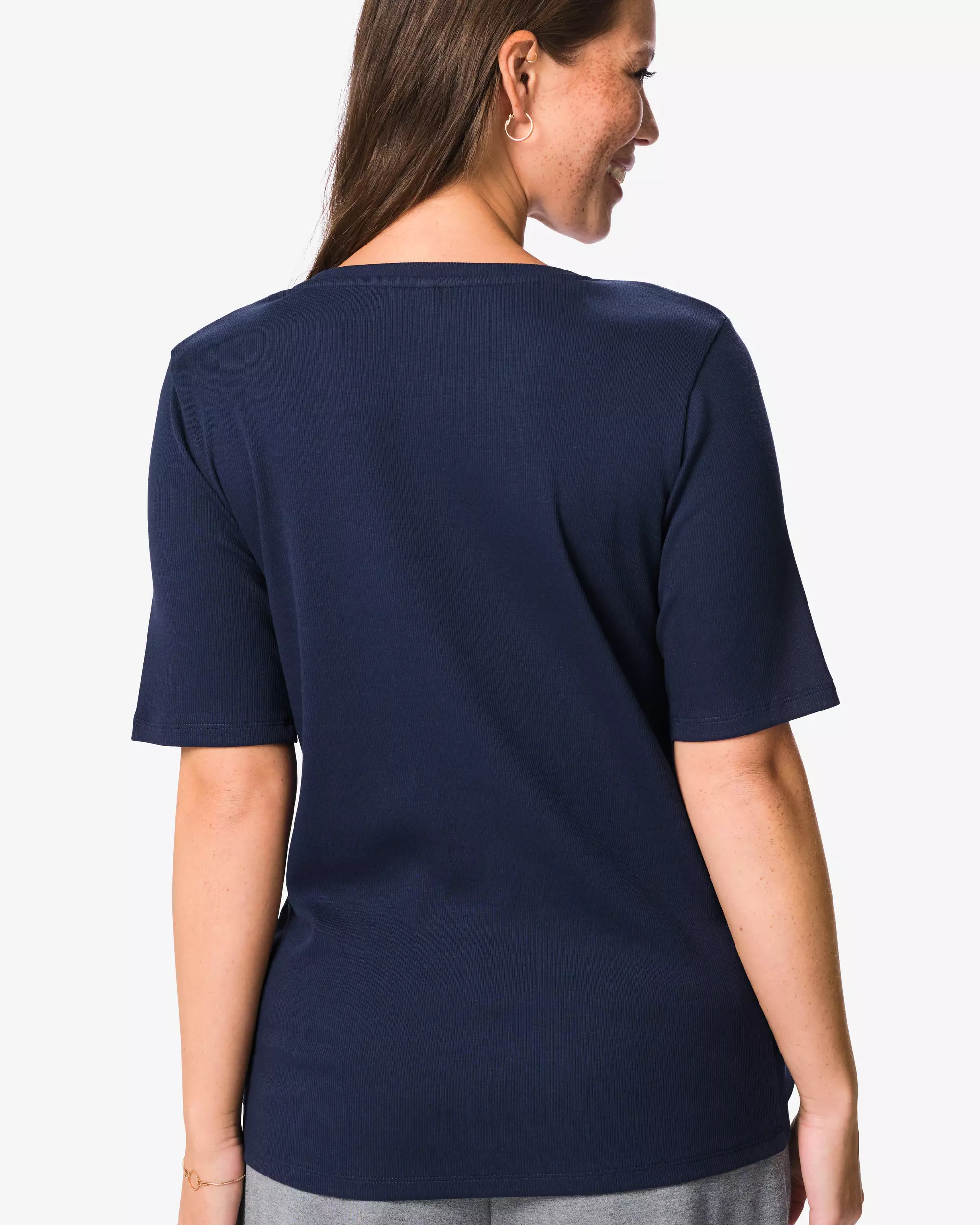 dames T-shirt rib katoen